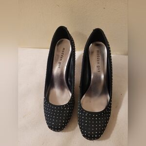Women's Madden Girl Black Rhinestone Heels Shoes Size US 8 Stiletto